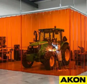 Custom-sized welding curtains to protect welders from UV rays