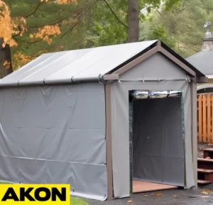 outdoor enclosure curtain tarp with roll up door