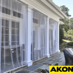 white mesh mosquito curains for patio on curtain track