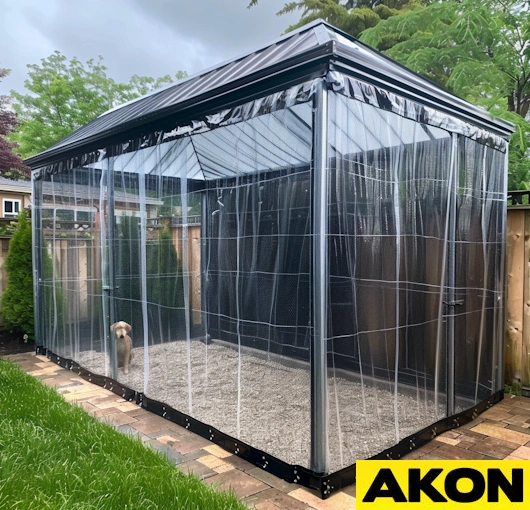dog kennel cover clear sides custom made panel