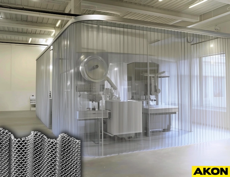 Machine Guarding with retractable steel mesh curtain