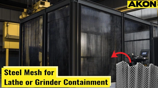 lathe-grinder-containment-with-steel-mesh-curtain