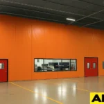 Warehouse enclosure featuring durable walls with convenient door access by AKON