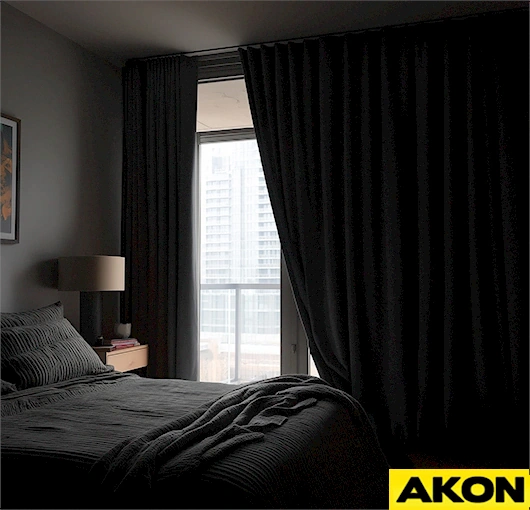 AKON Commercial blackout curtains designed to darken and enhance privacy in rooms
