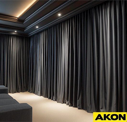 AKON Retractable fabric blackout curtain provides flexible light control and privacy