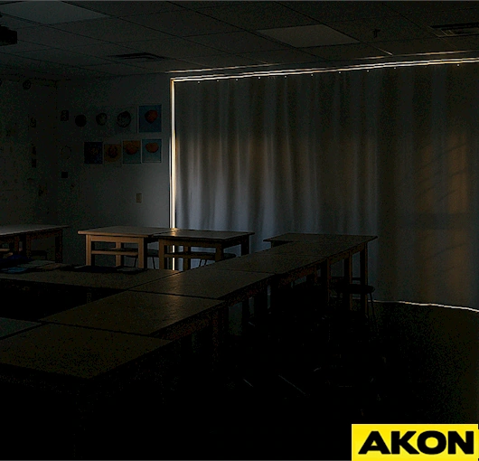 AKON Fabric commercial blackout enclosure curtain blocks light and improves privacy