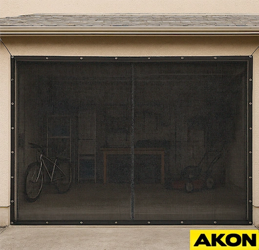 Breathable mesh garage curtain allows airflow while blocking insects by AKON