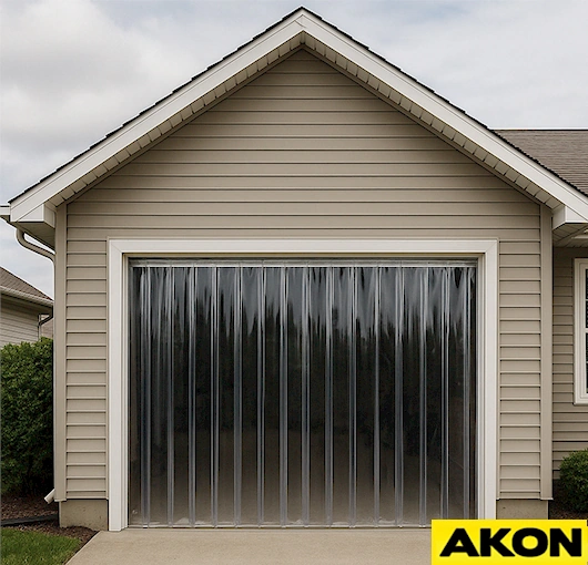 Clear PVC strip for garage doors, flexible and durable by AKON
