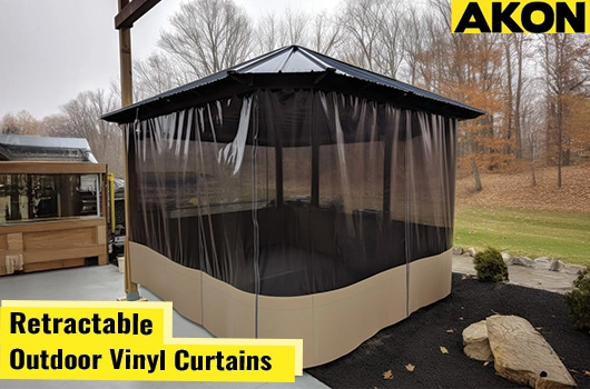 retractable-outdoor-vinyl-curtains-for-medium-sized-patios Please write a 10-word-long image alternative text of this product: retractable-outdoor-vinyl-curtains-for-medium-sized-patios by AKON
