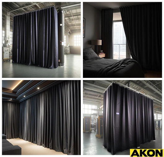 Durable vinyl and fabric industrial blackout curtains block light effectively by AKON