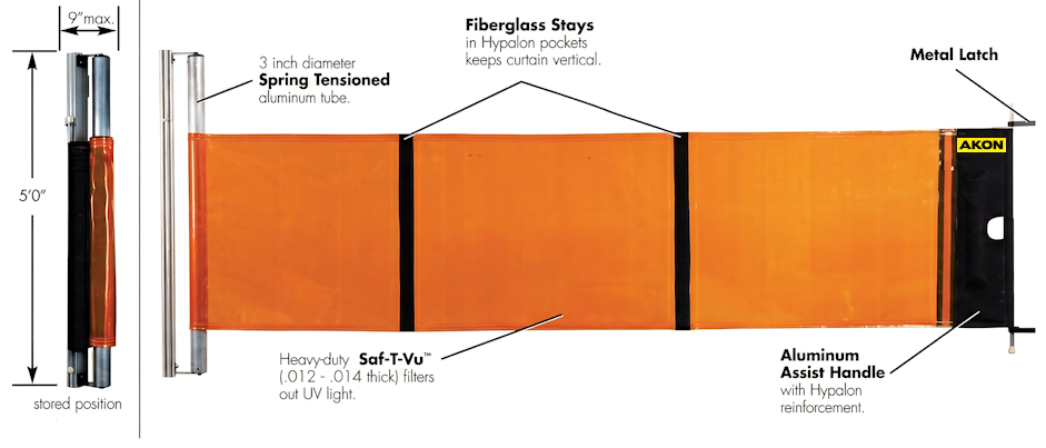 retractable welding curtain screen that rolls up