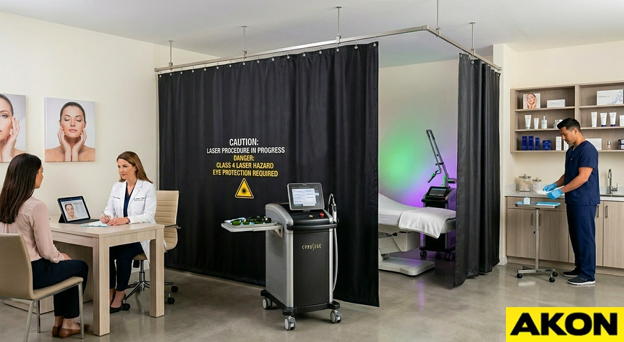 Laser barrier curtains for cosmetics