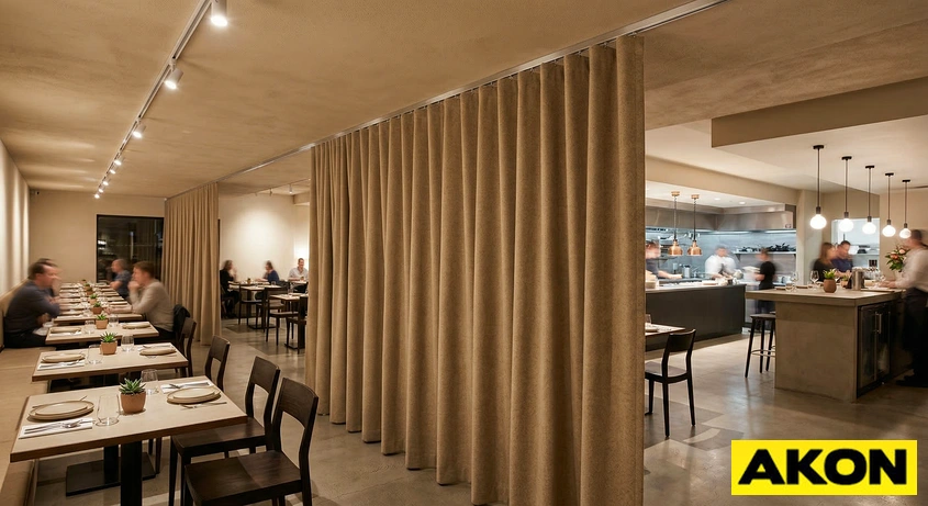 Noise Reducing Fabric Curtains for a restaurant