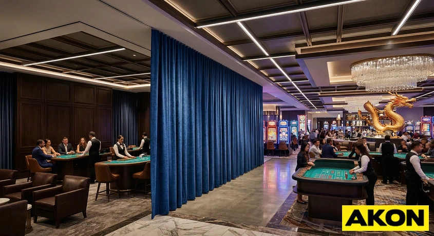 Noise reduction curtain for a casino