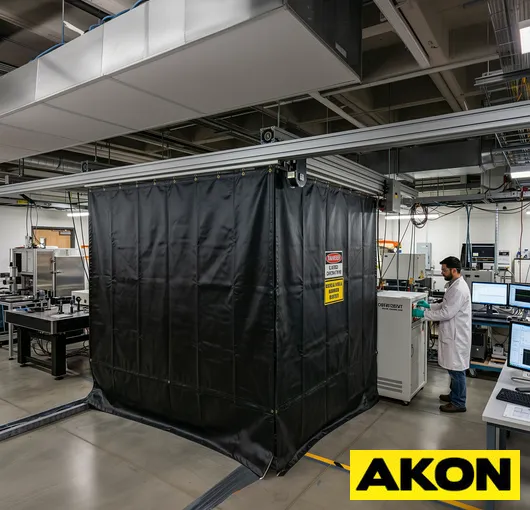 Triple layer laser blocking curtain high irradiance