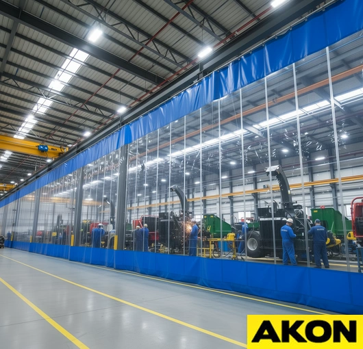 Warehouse partition curtains blue industrial curtain wall resized