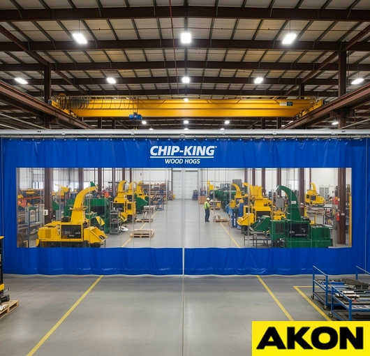 Warehouse partition curtains blue manufacturing facility divider resized