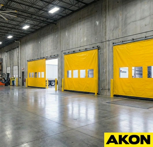 Warehouse partition curtains yellow roll up loading dock doors resized