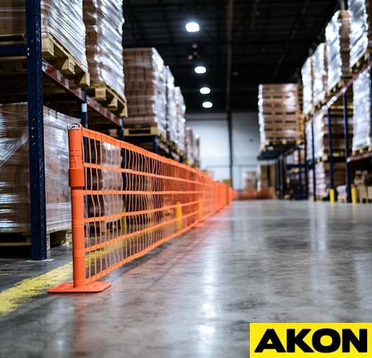 Warehouse retractable barrier rails using nets