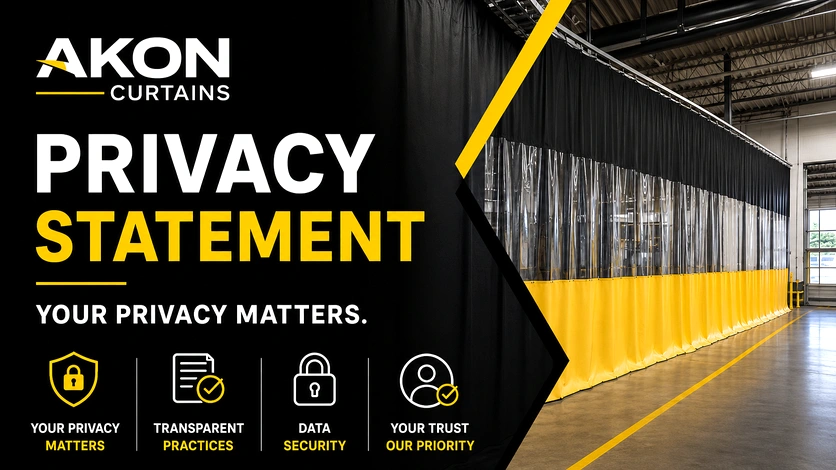 AKON Curtains privacy statement document outlining data handling practices for customers and site visitors.